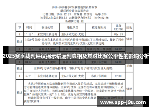2025赛季裁判评议揭示错漏判真相及其对比赛公平性的影响分析